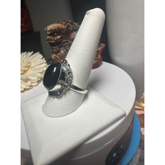 Sterling Silver Black Onyx Chuncky Ring - Picture 4 of 6